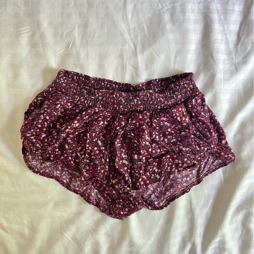 Don’t Ask Why Floral Smocked Waist Mini Shorts in Burgundy